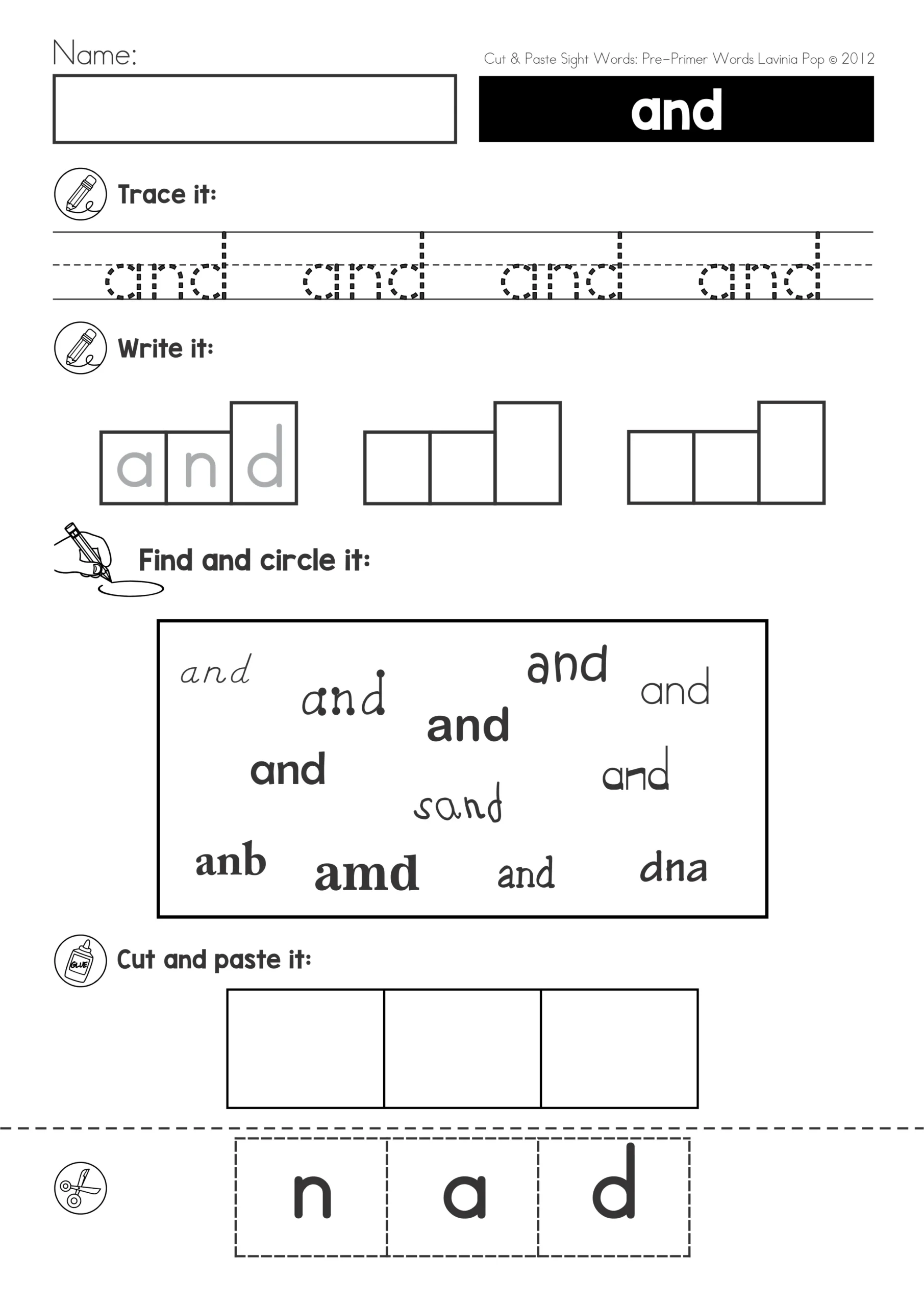 number words worksheet cut and