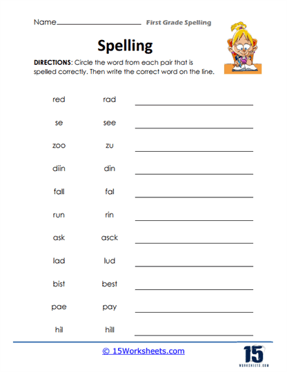 1st Grade Spelling Words Worksheets - 15 Worksheets Library