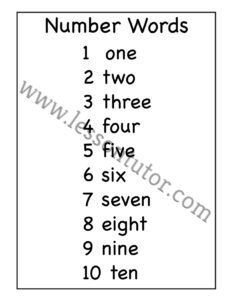 Numbers in Words 1-10 Worksheet Kindergarten - Lesson Tutor