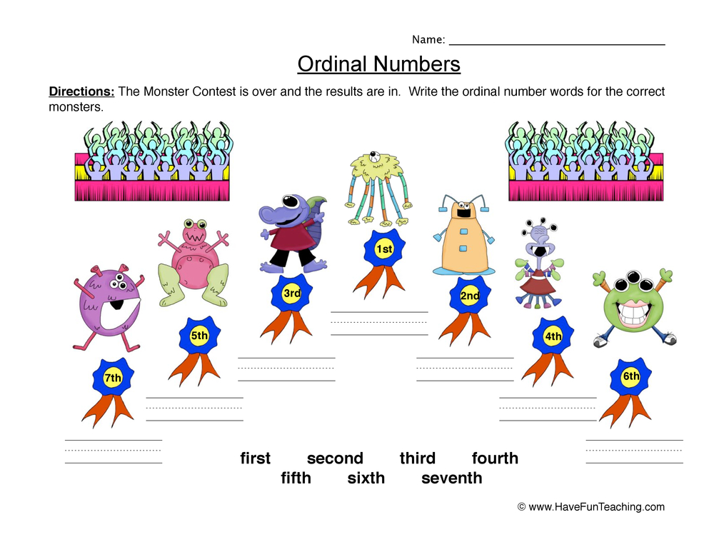 number words worksheet first