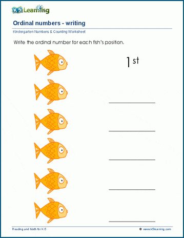 Write ordinal numbers and words worksheets | Worsheets library
