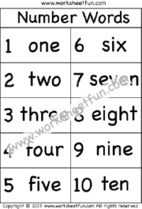 Number Word Worksheet - Number Chart 1-10 - One Worksheet / FREE ...