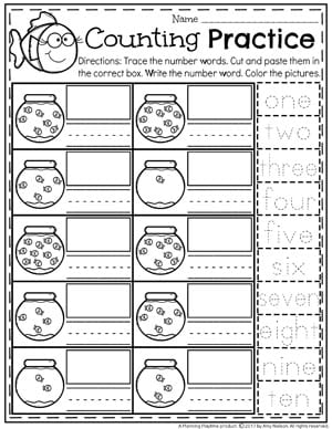 number words worksheet for kinder