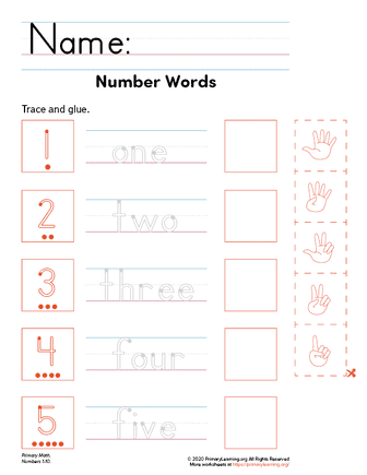 number words worksheet for kinder