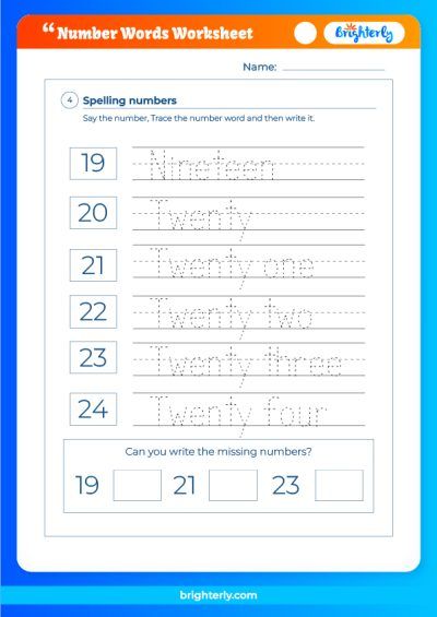number words worksheet for preschool