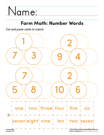 Number Words Worksheet - Part 1  