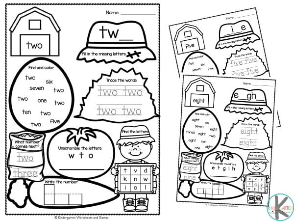 number words worksheet printable