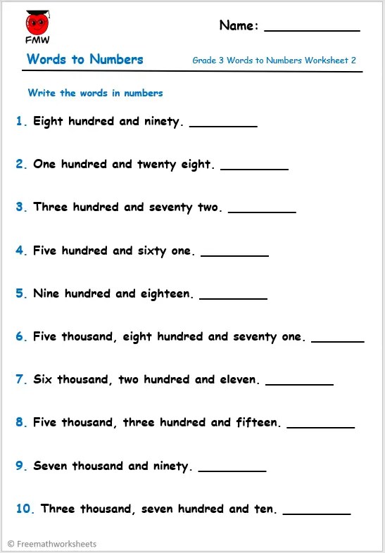 Grade 3 Number Worksheets | Free Worksheets | Printables