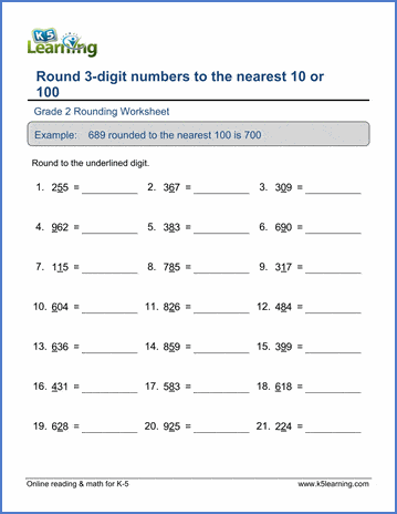 Grade 2 rounding Worksheet - round numbers to the nearest 10 or ...