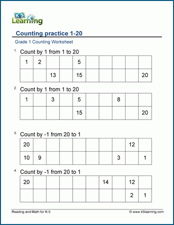 Counting practice worksheets 1-20 | Worsheets library