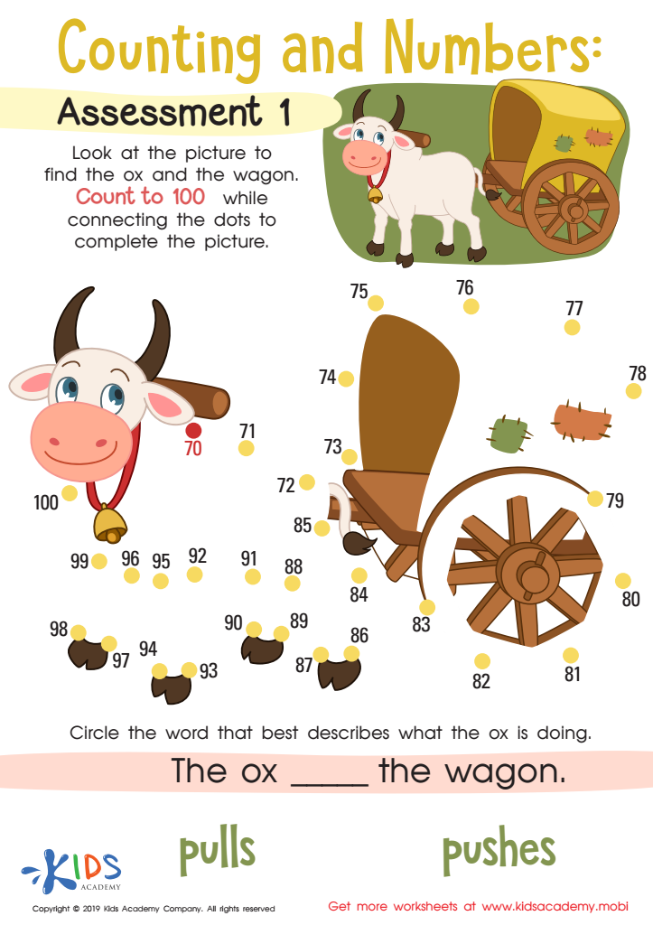 Counting and Numbers: Assessment 1 Worksheet for kids