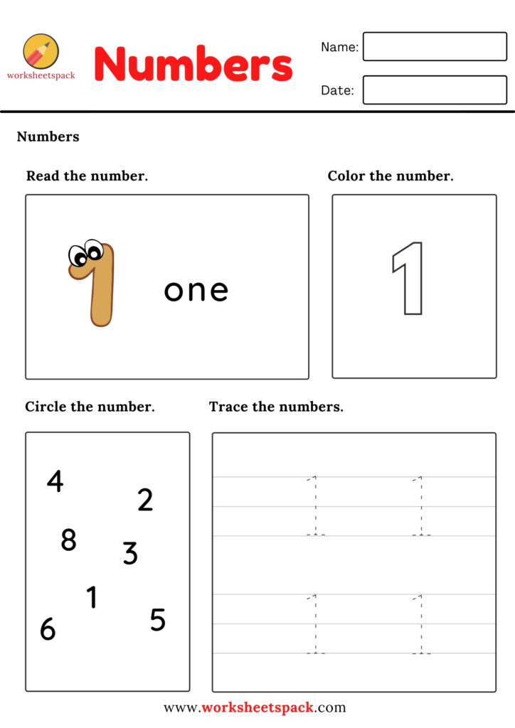 Numbers worksheets for kids (1 to 10) - worksheetspack