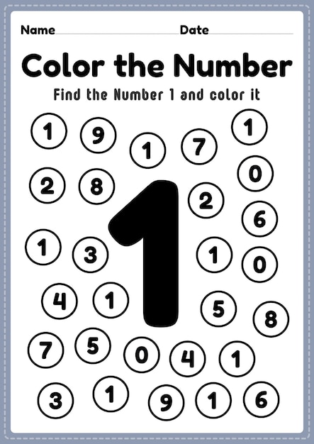 number worksheet for kindergarten 1
