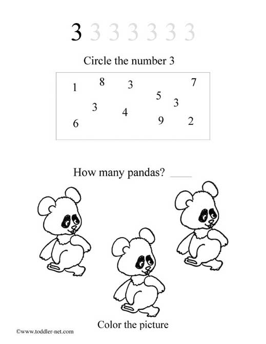 number worksheet for toddlers