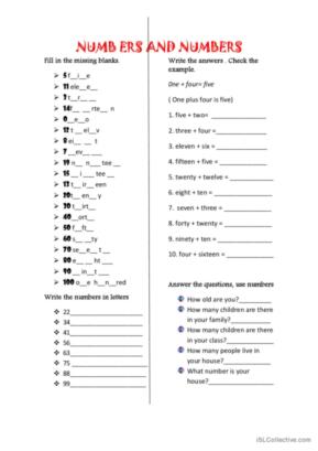 1,957 Numbers English ESL worksheets pdf &  doc