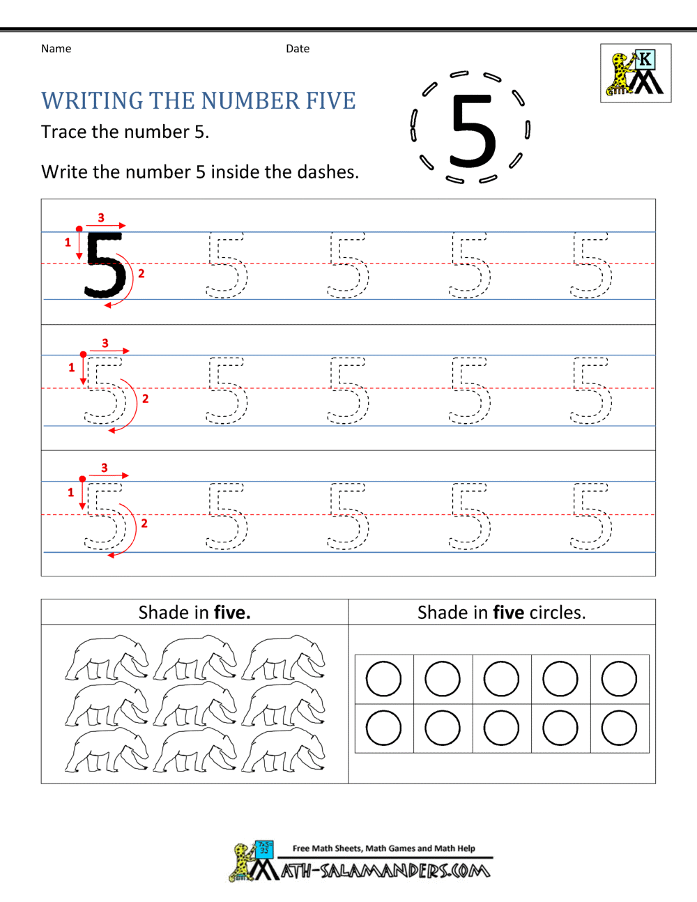 Kindergarten Printable Worksheets - Writing Numbers to 10