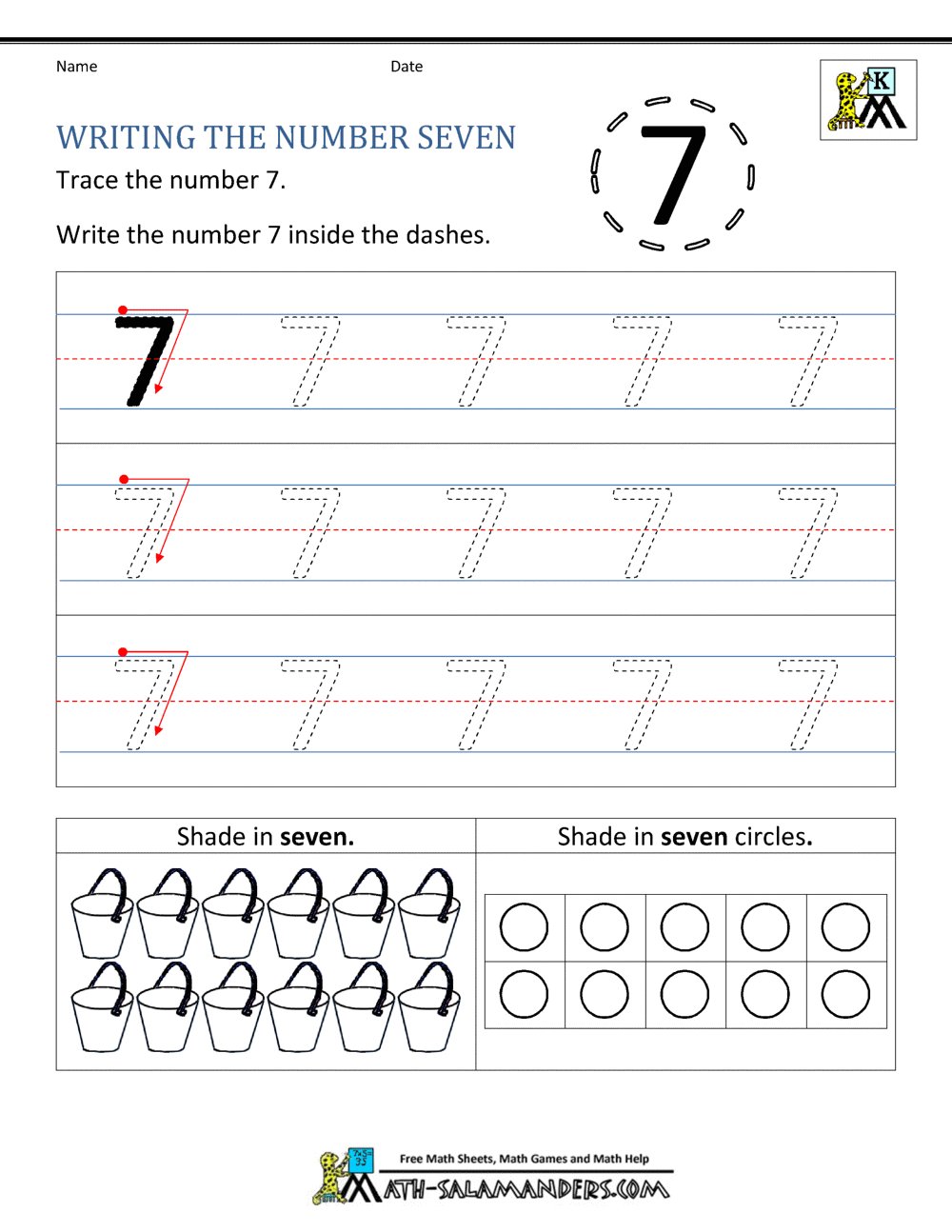Kindergarten Printable Worksheets - Writing Numbers to 10