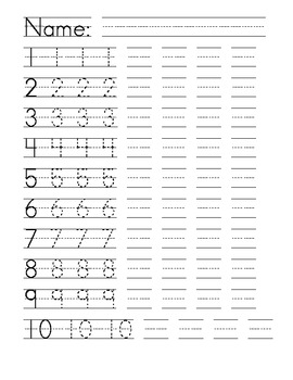 number writing worksheet for kindergarten