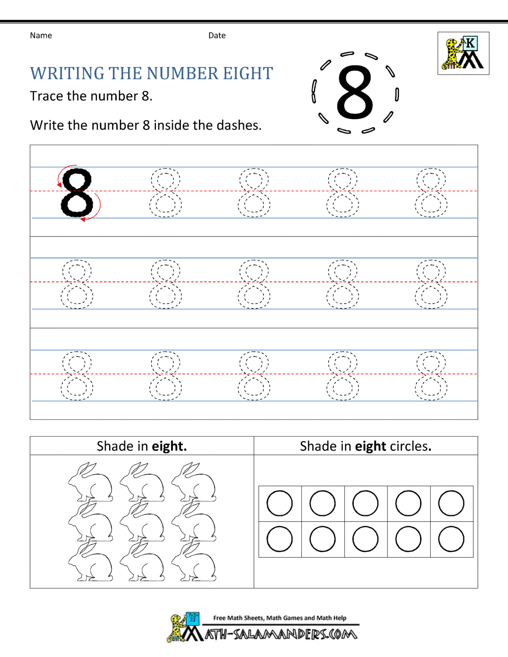 number writing worksheet for kindergarten