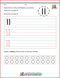 Kindergarten Writing Worksheets - Numbers to 11 to 20