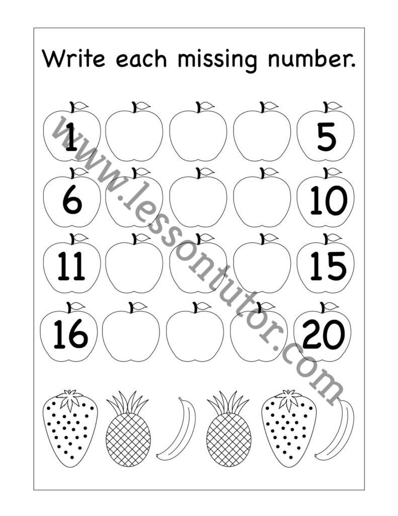 numbers 1 20 worksheet for preschoolers