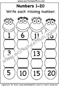 numbers 1 20 worksheet for preschoolers