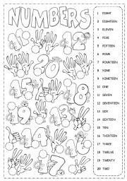 numbers 1 20 worksheet printable
