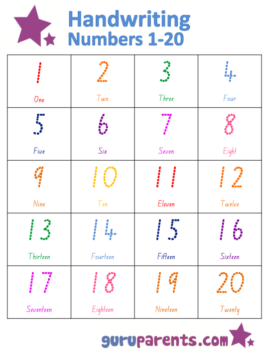 numbers 1 20 worksheet printable