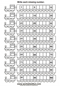 numbers 1 to 100 printable worksheets
