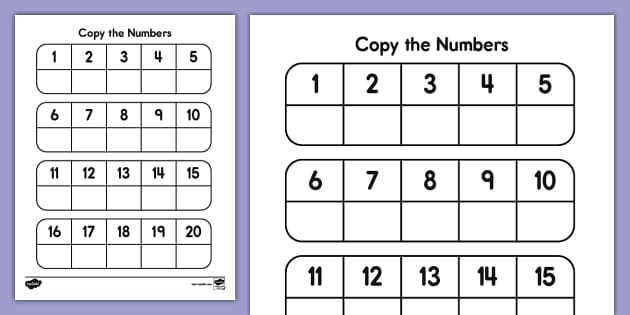 Copy the Numbers 1-20 Activity (teacher made) - Twinkl - Worksheets Library