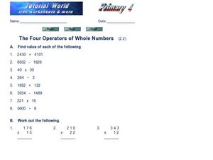 numbers and operations worksheet