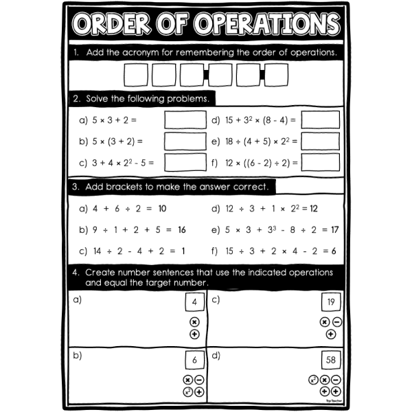 Order of Operations Worksheet - Top Teacher