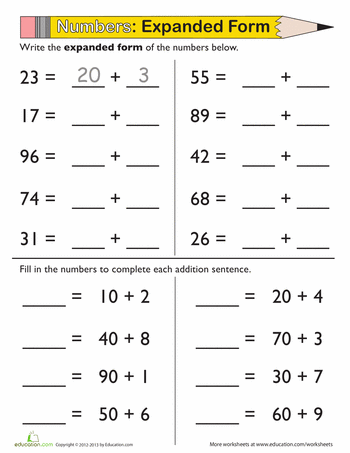 Expanded Form: Double Digits | Interactive Worksheet | Education ...
