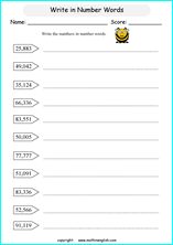 numbers in figures and words worksheet