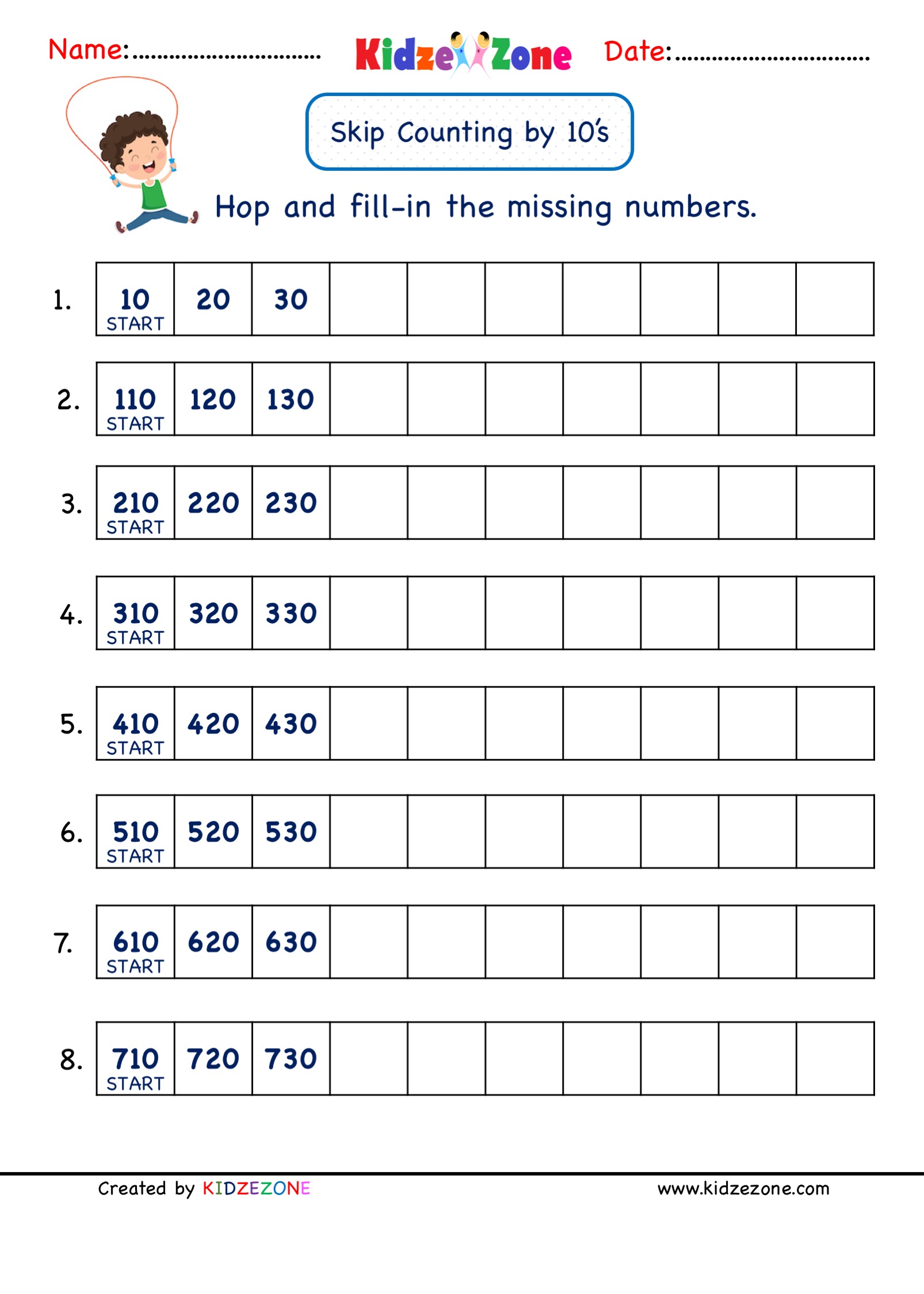 numbers to 10 worksheet