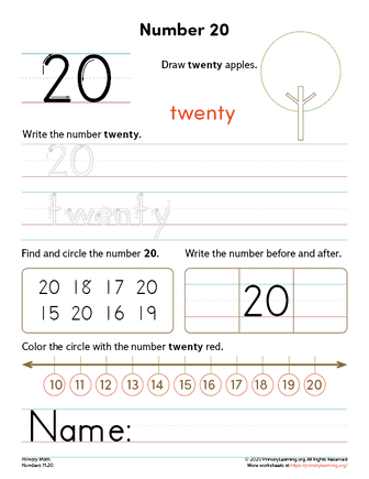 All About Number 20 Worksheet  