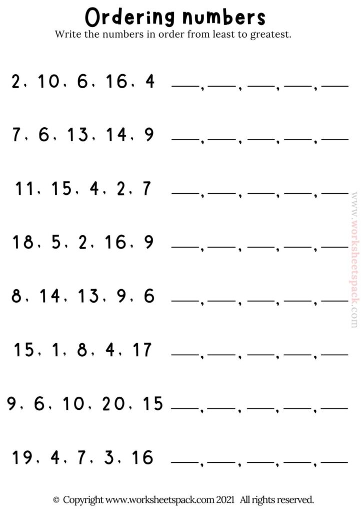 numbers to 20 worksheet