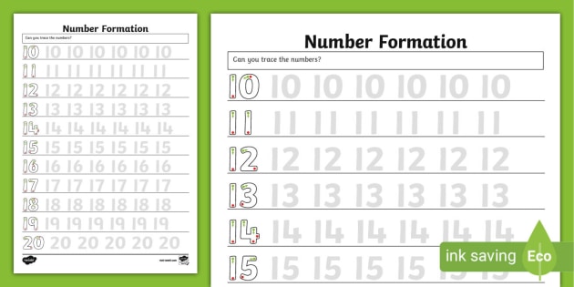 numbers to 20 worksheet