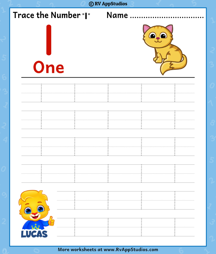 numbers tracing worksheet 1