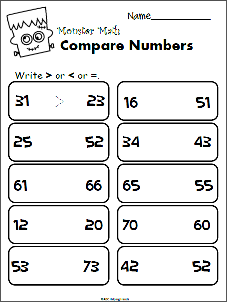 Monster Math Compare Numbers | Made By Teachers
