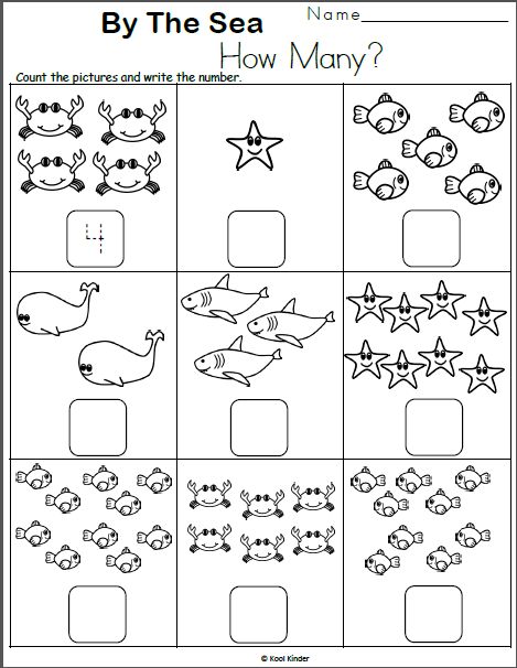 Free Kindergarten Number Counting Worksheets - Sea Life | Made By ...