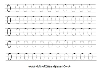 0 Zero Number Writing Practice Worksheet - Kids Puzzles and Games