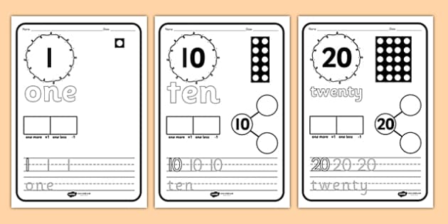 Childrens Number Writing Practice Worksheets 1-20 - Twinkl