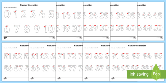 Number Formation Worksheet / Worksheets Pack (teacher made)