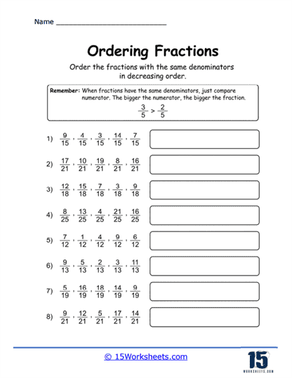 Ordering Fractions Worksheets - 15 Worksheets Library