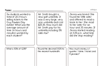 Fifth Grade Number Sense Worksheets - Converting Numerical ...