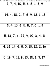 Numerical Order - EnchantedLearning.com