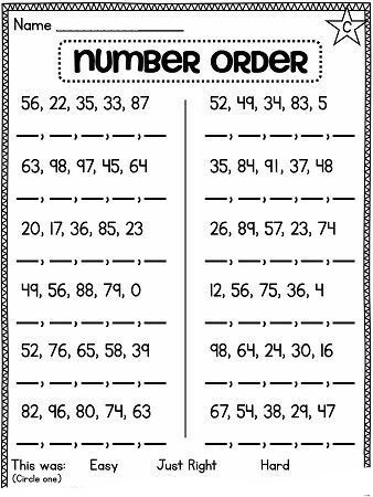 Number Order Worksheets - Worksheet School