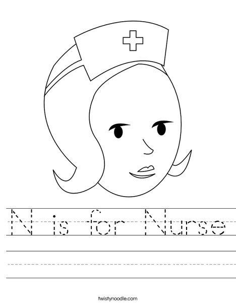 N is for Nurse Worksheet - Twisty Noodle