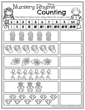 nursery rhymes worksheet for preschoolers